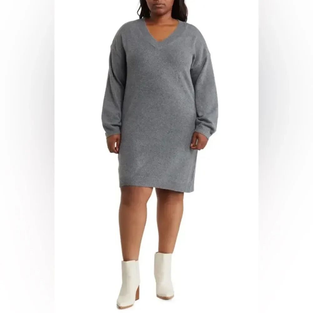 Nordstrom Rack NWT Long Sleeve Sweater Dress in Heather Gray Size Small